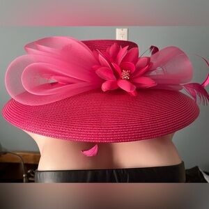 Vibrant Pink Hat with Floral Detail
